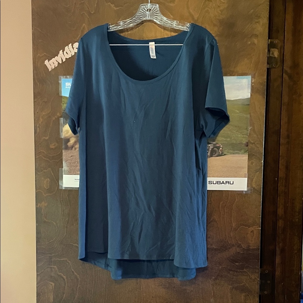 LuLaRoe Irma Teal Short Sleeve Top